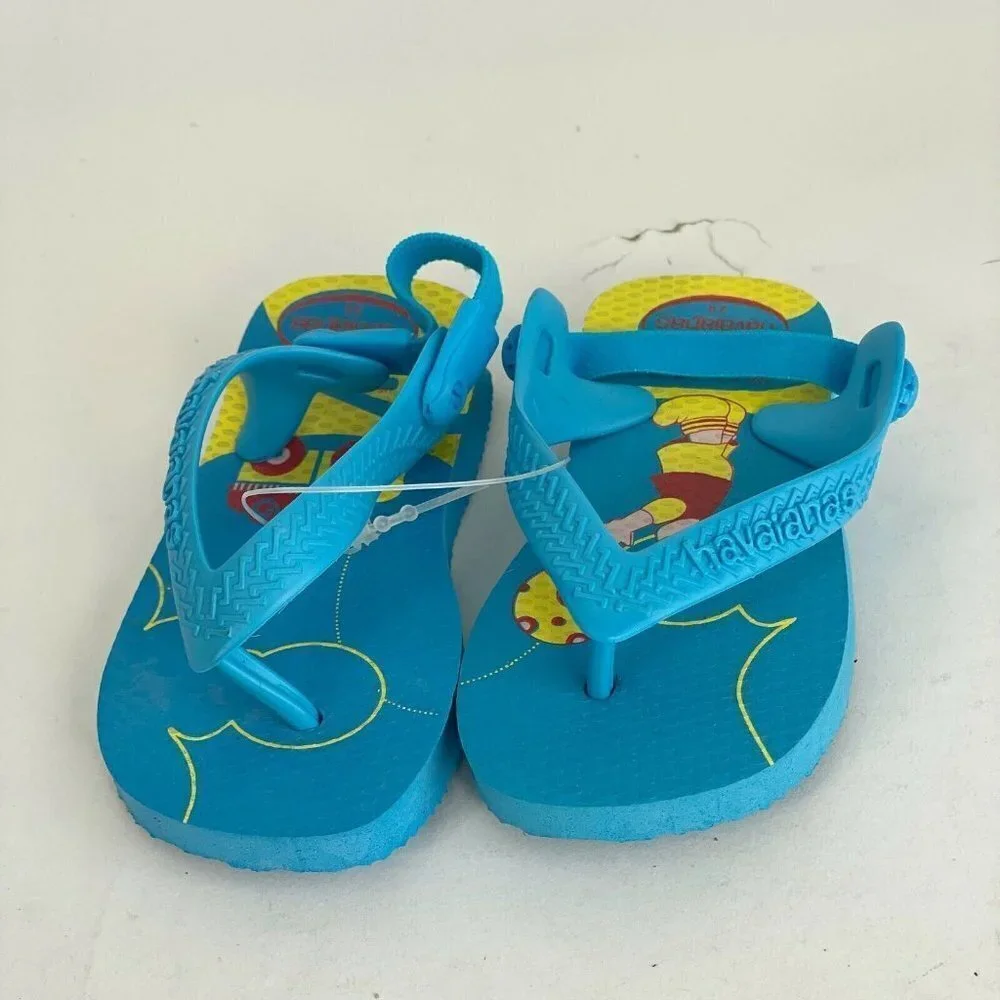 Havaianas Toddler Kids Flip Flops Thong‎ Beach Slipper With Garter Blue 6C NWOT